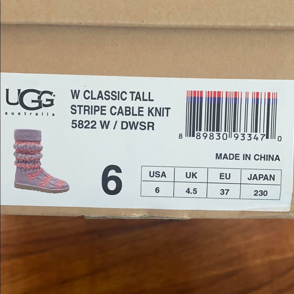 Ugg classic tall stripe cable knit boots